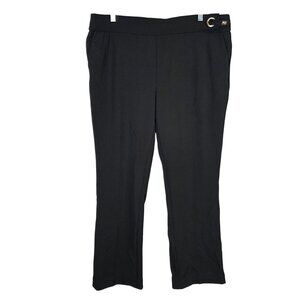 Womens Anne Klein Black Straight Leg Dress Pants Gold Hardware & Stretch Size L
